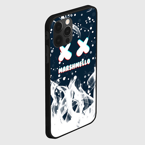 Чехол iPhone 12 Pro Marshmello белый огонь / 3D-Черный – фото 2