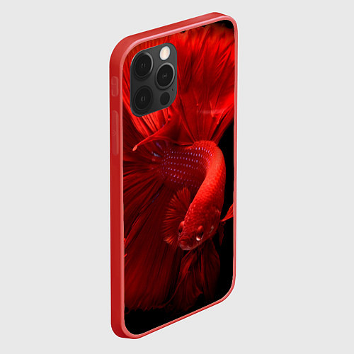 Чехол iPhone 12 Pro Бойцовская-рыбка / 3D-Красный – фото 2