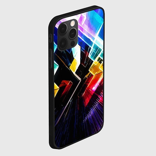 Чехол iPhone 12 Pro Неоновая молния Абстракция Neon Lightning Abstract / 3D-Черный – фото 2