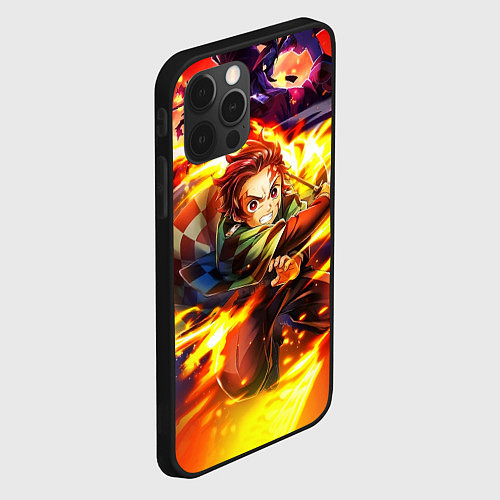 Чехол iPhone 12 Pro Клинок, рассекающий демонов Demon Slayer / 3D-Черный – фото 2