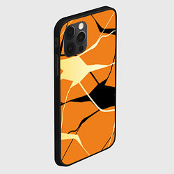 Чехол для iPhone 12 Pro Абстрактные полосы на оранжевом фоне, цвет: 3D-черный — фото 2