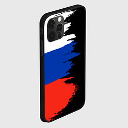 Чехол для iPhone 12 Pro Российский триколор на темном фоне, цвет: 3D-черный — фото 2