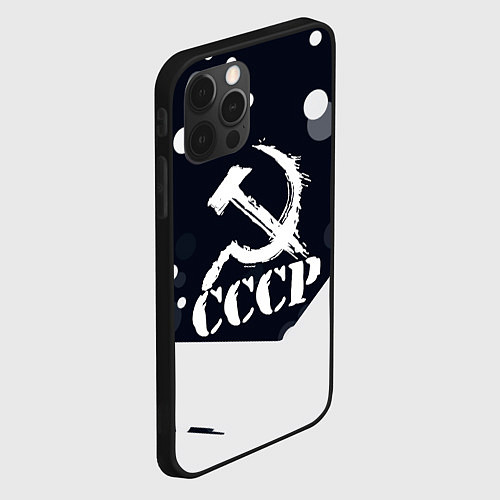 Чехол iPhone 12 Pro Ussr - ссср - серп и молот / 3D-Черный – фото 2