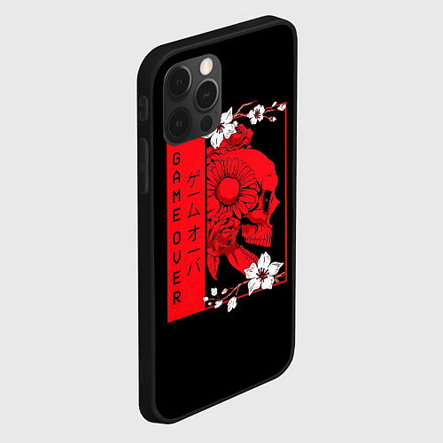 Чехол iPhone 12 Pro Игра Окончена Красный Череп / 3D-Черный – фото 2