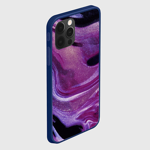 Чехол iPhone 12 Pro Фиолетовая текстура / 3D-Тёмно-синий – фото 2