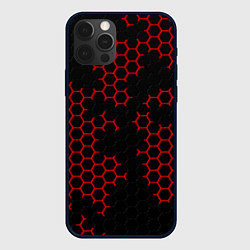 Чехол для iPhone 12 Pro НАНОКОСТЮМ Black and Red Hexagon Гексагоны, цвет: 3D-черный