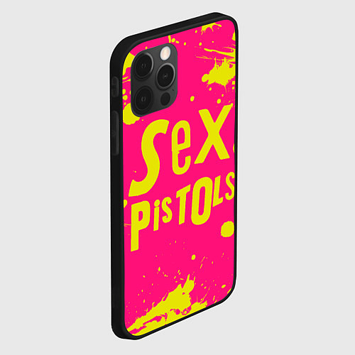 Чехол iPhone 12 Pro Sex Pistols Yellow Logo / 3D-Черный – фото 2