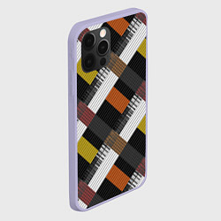Чехол для iPhone 12 Pro Коричнево-горчичный с серым полосатый пэчворк, цвет: 3D-светло-сиреневый — фото 2