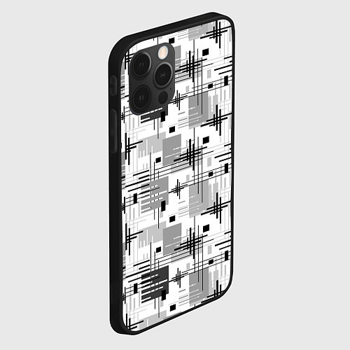 Чехол iPhone 12 Pro Черно белый ретро геометрический узор / 3D-Черный – фото 2