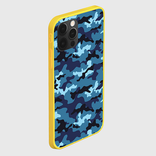 Чехол iPhone 12 Pro Камуфляж Тёмно-Синий Camouflage Dark-Blue / 3D-Желтый – фото 2