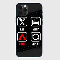 Чехол для iPhone 12 Pro Eat, Sleep, Apex Legends, Repeat, цвет: 3D-черный