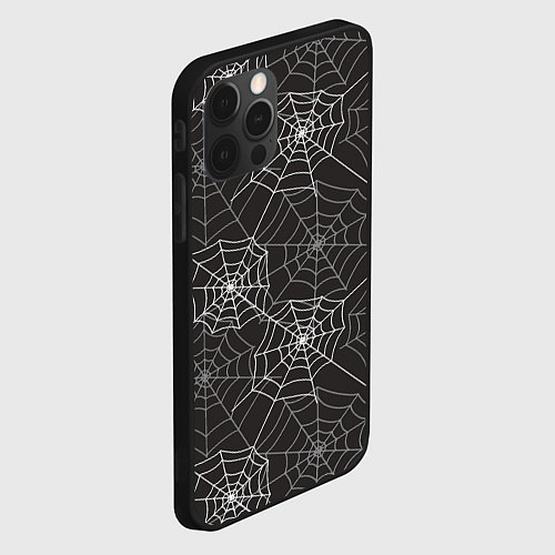 Чехол iPhone 12 Pro Паутинка паттерн / 3D-Черный – фото 2