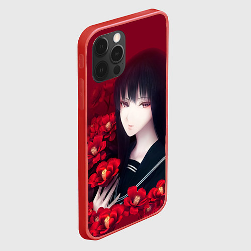 Чехол iPhone 12 Pro Anime Camellia Аниме Красная Камелия / 3D-Красный – фото 2