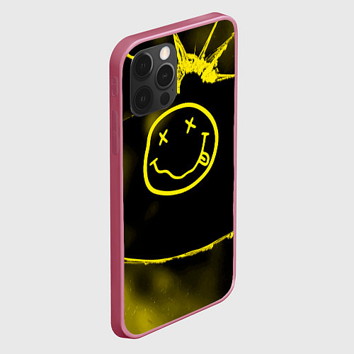 Чехол iPhone 12 Pro Нирвана nirvana разбитое стекло / 3D-Малиновый – фото 2