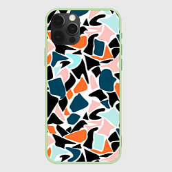 Чехол iPhone 12 Pro Абстрактный современный разноцветный узор в оранже