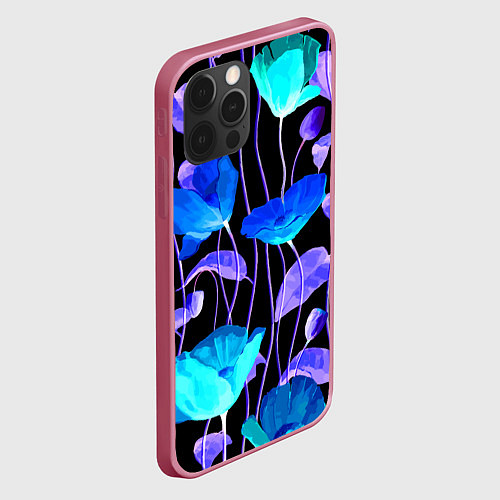 Чехол iPhone 12 Pro Авангардный цветочный паттерн Fashion trend / 3D-Малиновый – фото 2