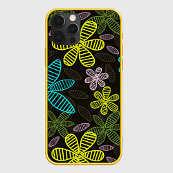 Чехол для iPhone 12 Pro MULTICOLORED TRANSPARENT FLOWERS, цвет: 3D-желтый