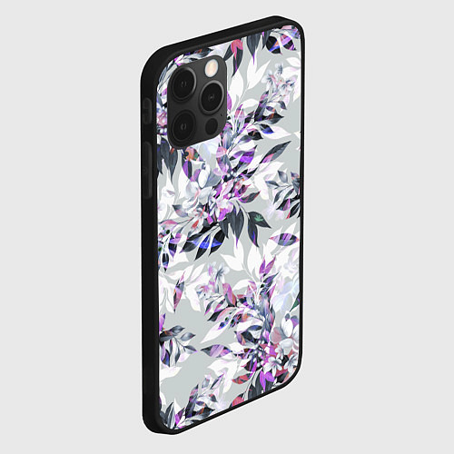 Чехол iPhone 12 Pro Цветы Серый Букет / 3D-Черный – фото 2