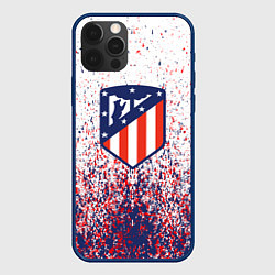 Чехол для iPhone 12 Pro Atletico madrid logo брызги красок, цвет: 3D-тёмно-синий