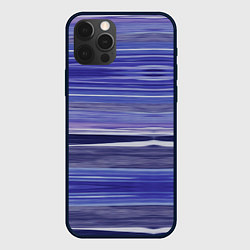 Чехол для iPhone 12 Pro Абстрактный синий полосатый узор, цвет: 3D-черный