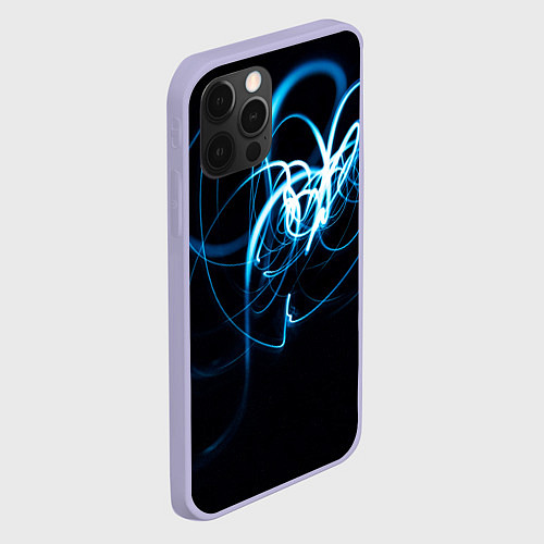 Чехол iPhone 12 Pro Неоновый узор - Голубой / 3D-Светло-сиреневый – фото 2