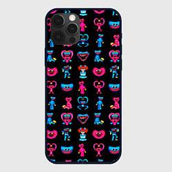 Чехол для iPhone 12 Pro POPPY PLAYTIME HAGGY WAGGY AND KISSY MISSY PATTERN, цвет: 3D-черный