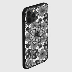Чехол для iPhone 12 Pro Черно-белый геометрический мозаичный узор, цвет: 3D-черный — фото 2