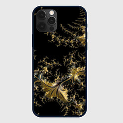 Чехол для iPhone 12 Pro Черный с золотым фрактал мини Абстракция, цвет: 3D-черный