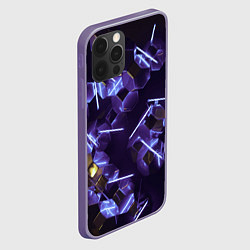 Чехол для iPhone 12 Pro Неоновые фигуры с лазерами - Фиолетовый, цвет: 3D-серый — фото 2