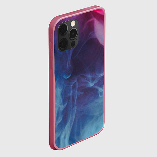 Чехол iPhone 12 Pro Неоновый дым - Голубой и розовый / 3D-Малиновый – фото 2