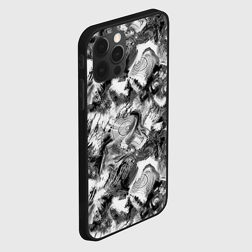 Чехол iPhone 12 Pro Абстрактный в серых тонах фон с головой рыбы / 3D-Черный – фото 2