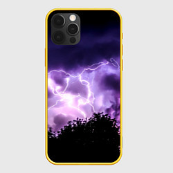 Чехол для iPhone 12 Pro Purple Lightning, цвет: 3D-желтый