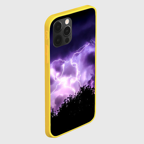 Чехол iPhone 12 Pro Purple Lightning / 3D-Желтый – фото 2