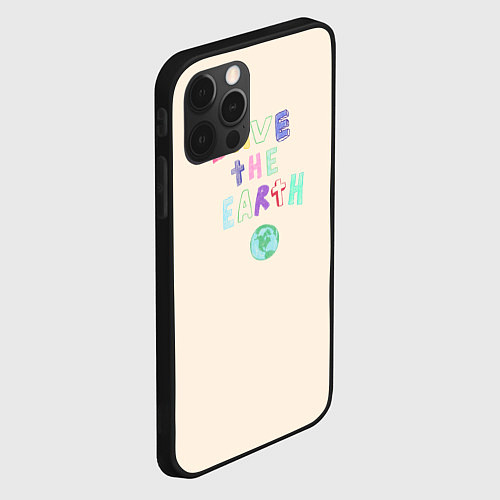 Чехол iPhone 12 Pro Save the earth на бежевом фоне / 3D-Черный – фото 2