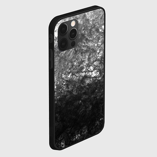Чехол iPhone 12 Pro Текстура камня черно-белый узор / 3D-Черный – фото 2