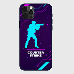 Чехол для iPhone 12 Pro Символ Counter Strike в неоновых цветах на темном, цвет: 3D-черный