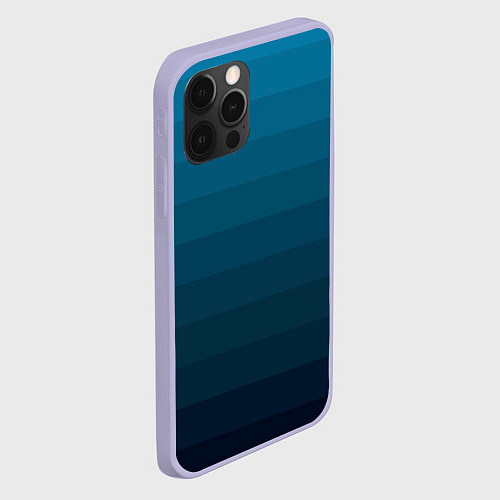 Чехол iPhone 12 Pro Blue stripes gradient / 3D-Светло-сиреневый – фото 2