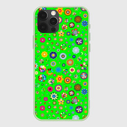 Чехол для iPhone 12 Pro TEXTURE OF MULTICOLORED FLOWERS, цвет: 3D-салатовый