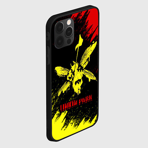 Чехол iPhone 12 Pro Linkin Park желто-красный / 3D-Черный – фото 2