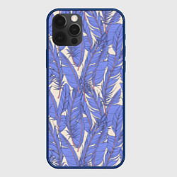 Чехол для iPhone 12 Pro Фиолетовые Перья Птиц, цвет: 3D-тёмно-синий