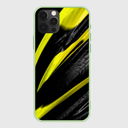 Чехол iPhone 12 Pro Жёлтая и Чёрная Масляная Краска