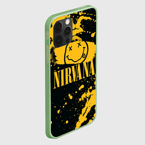 Чехол iPhone 12 Pro NIRVANA логотип и краска / 3D-Салатовый – фото 2