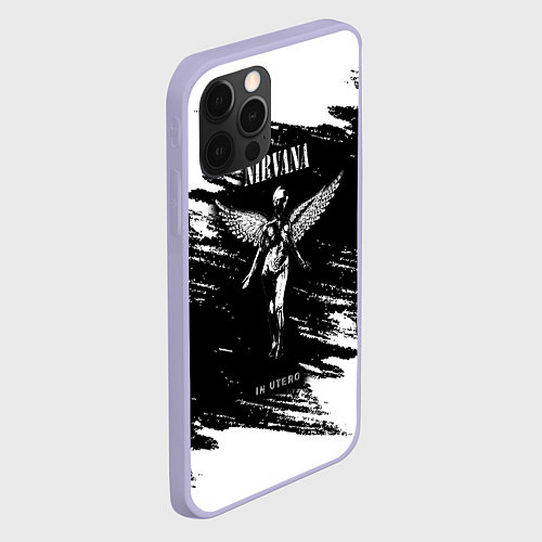 Чехол iPhone 12 Pro NIRVANA in utero НИРВАНА брызги краски / 3D-Светло-сиреневый – фото 2