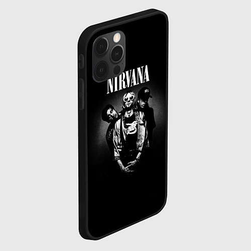 Чехол iPhone 12 Pro Nirvana рок-группа / 3D-Черный – фото 2