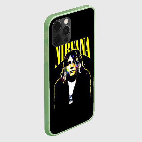 Чехол iPhone 12 Pro Рок - группа Nirvana / 3D-Салатовый – фото 2