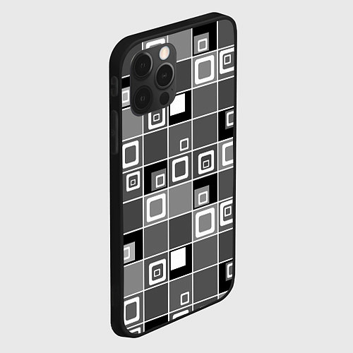 Чехол iPhone 12 Pro Geometric shapes черно-белый / 3D-Черный – фото 2