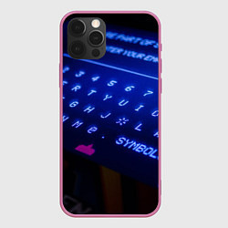 Чехол для iPhone 12 Pro Неоновая клавиатура - Синий, цвет: 3D-малиновый