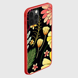 Чехол для iPhone 12 Pro Яркие цветы на фоне тёмной летней ночи!, цвет: 3D-красный — фото 2