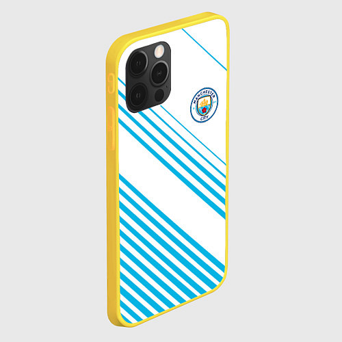 Чехол iPhone 12 Pro Манчестер сити голубые полоски / 3D-Желтый – фото 2