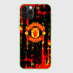 Чехол для iPhone 12 Pro Manchester united краска, цвет: 3D-салатовый